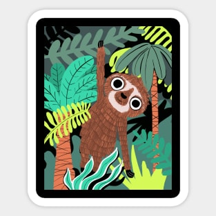 Hanging sloth in jungle Sticker